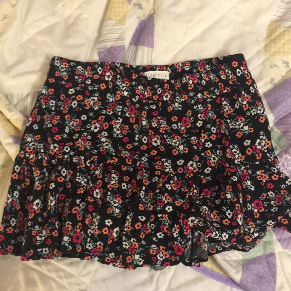 Black floral shorts